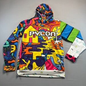 Pylon Color Drip Hoodie Unisex Adult M Multicolor Graffiti Print Kangaroo Pocket